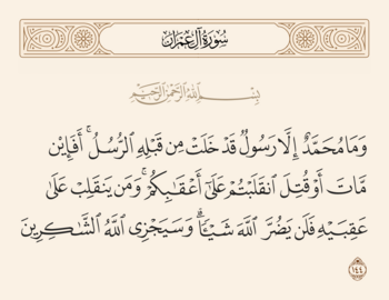 سورہ آل عمران آیت نمبر 144 اور غدیر